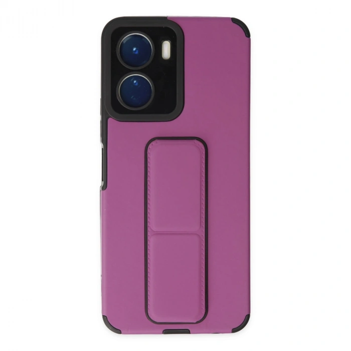 HERŞEYTREND Vivo Y16 Kılıf Mega Standlı Silikon - Mor