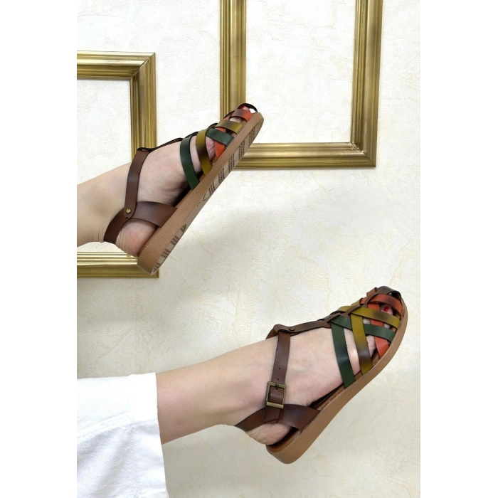 HERŞEYTREND Woji Taba Deri Kemerli Sandalet