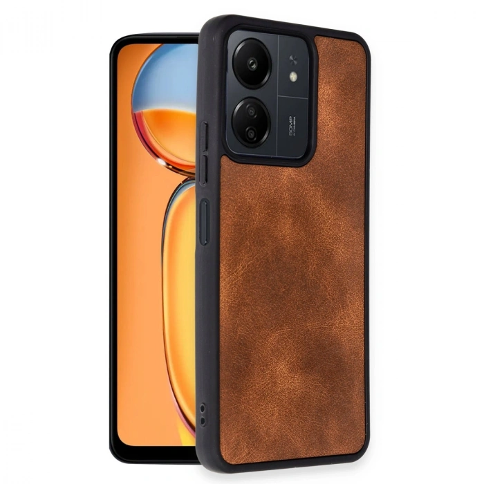 HERŞEYTREND Xiaomi Redmi 13c Kılıf Aras Deri Kapak - Taba