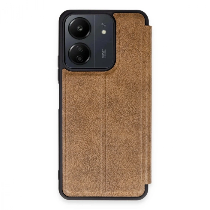 HERŞEYTREND Xiaomi Redmi 13c Kılıf Flip Cover - Taba