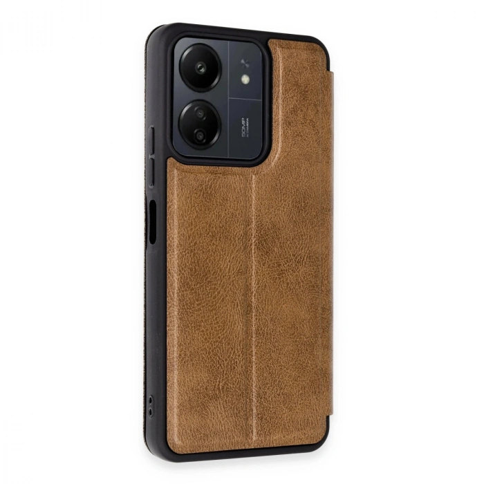 HERŞEYTREND Xiaomi Redmi 13c Kılıf Flip Cover - Taba