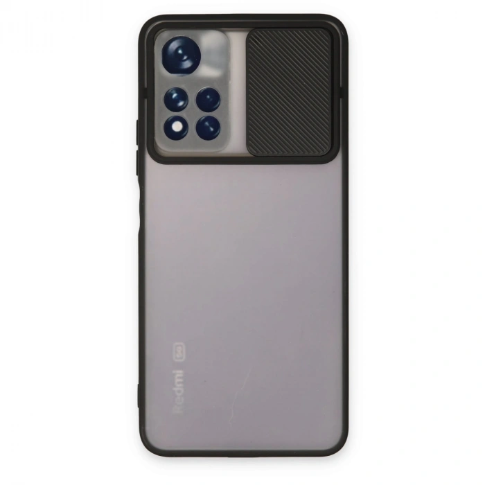 HERŞEYTREND Xiaomi Redmi Note 11t Kılıf Palm Buzlu Kamera Sürgülü Silikon - Siyah