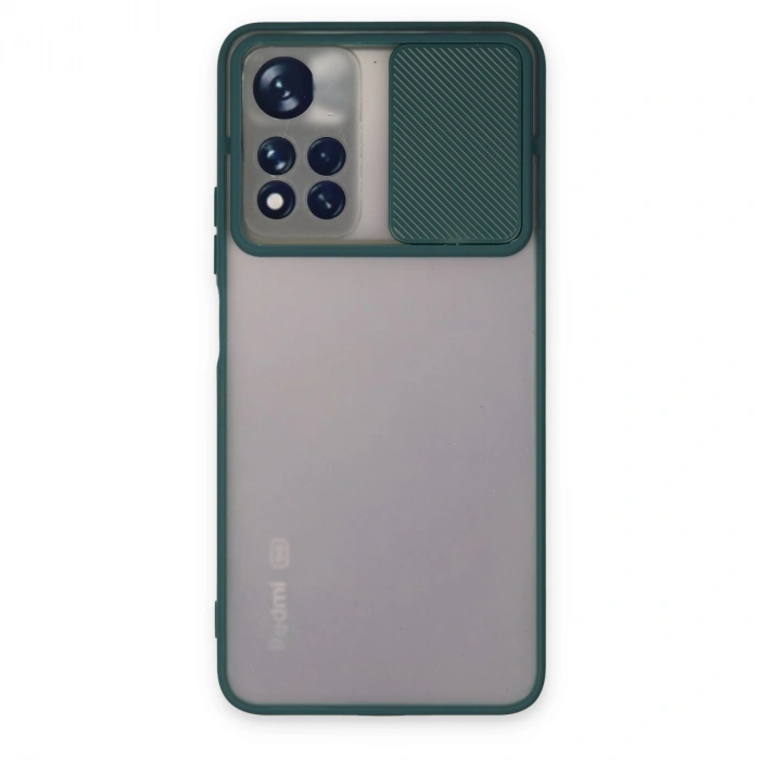 HERŞEYTREND Xiaomi Redmi Note 11t Kılıf Palm Buzlu Kamera Sürgülü Silikon - Yeşil