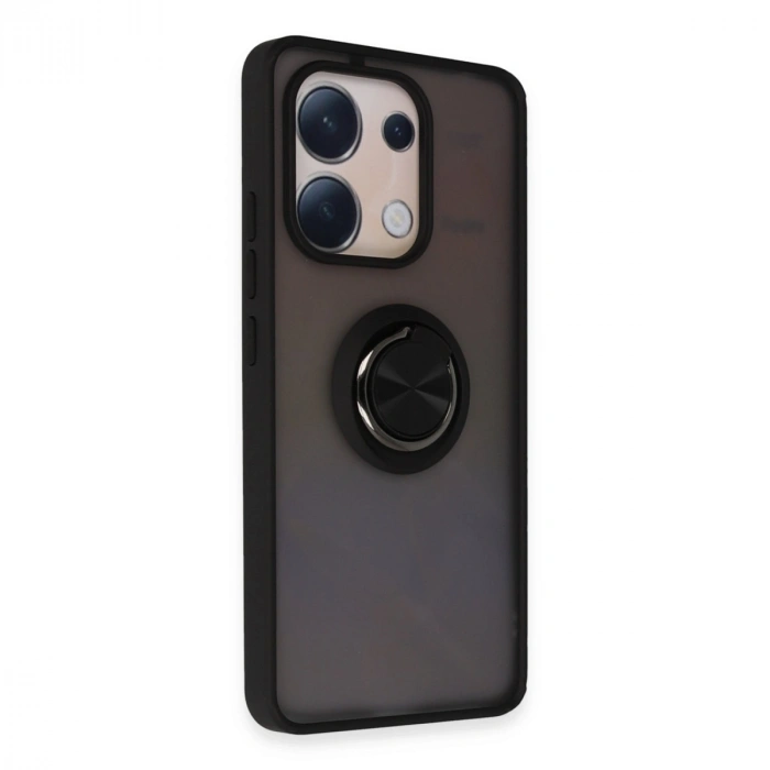 HERŞEYTREND Xiaomi Redmi Note 13 4g Kılıf Montreal Yüzüklü Silikon Kapak - Siyah