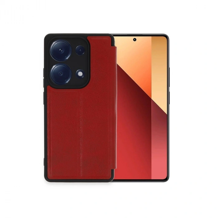 HERŞEYTREND Xiaomi Redmi Note 13 Pro 4g Kılıf Flip Cover - Kırmızı
