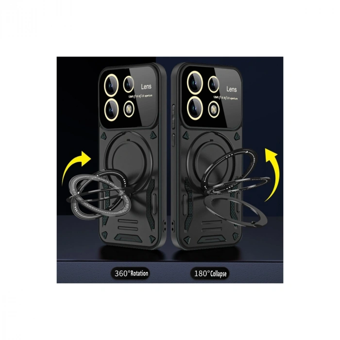 HERŞEYTREND Xiaomi Redmi Note 13 Pro 5g Kılıf Joy Lens Standlı Kapak - Kırmızı