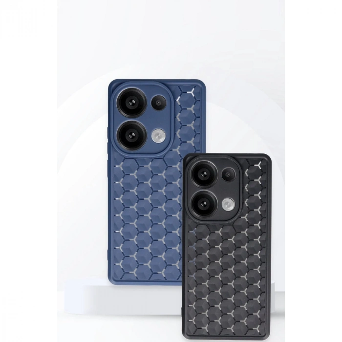 HERŞEYTREND Xiaomi Redmi Note 13 Pro 5g Kılıf Petek Silikon Kapak - Siyah