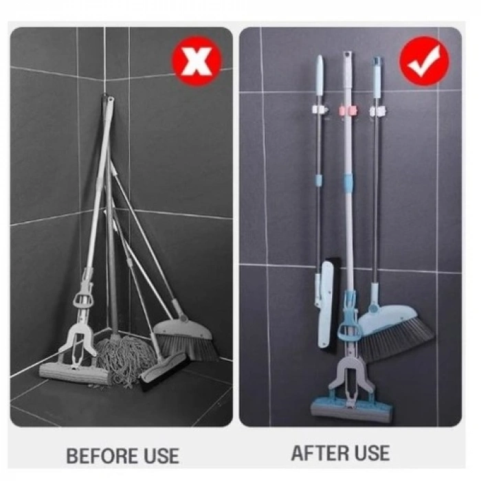 HERŞEYTREND Yapışkanlı Pratik Mop Tutucu 4 Adet Beyaz