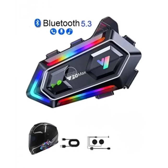 HERŞEYTREND Yeni Nesil Bluetooth 5.3 Motosiklet Intercom RGB Işıklı 1000m Mesafeli