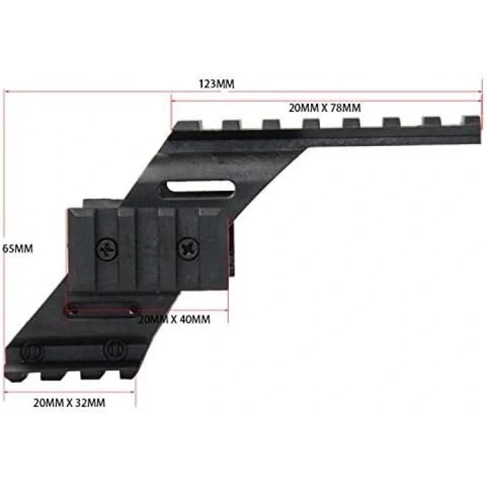 İçin   Polimer Naylon  Fener, Lazer  Üst Ray  22mm