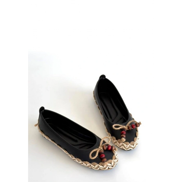 HERŞEYTREND Ilwe Siyah Cilt Babet Ayakkabı