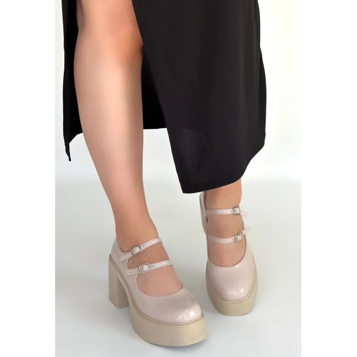 HERŞEYTREND Jarlo Bej Rugan Dolgu Topuk Ayakkabı