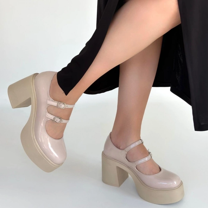 HERŞEYTREND Jarlo Bej Rugan Dolgu Topuk Ayakkabı