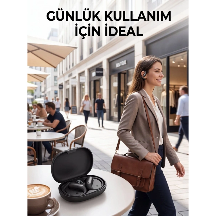 Kablosuz Bluetooth Spor Kulaklığı Güvenli Tutuşlu Dijital Ekranlı Şarj Kutusu