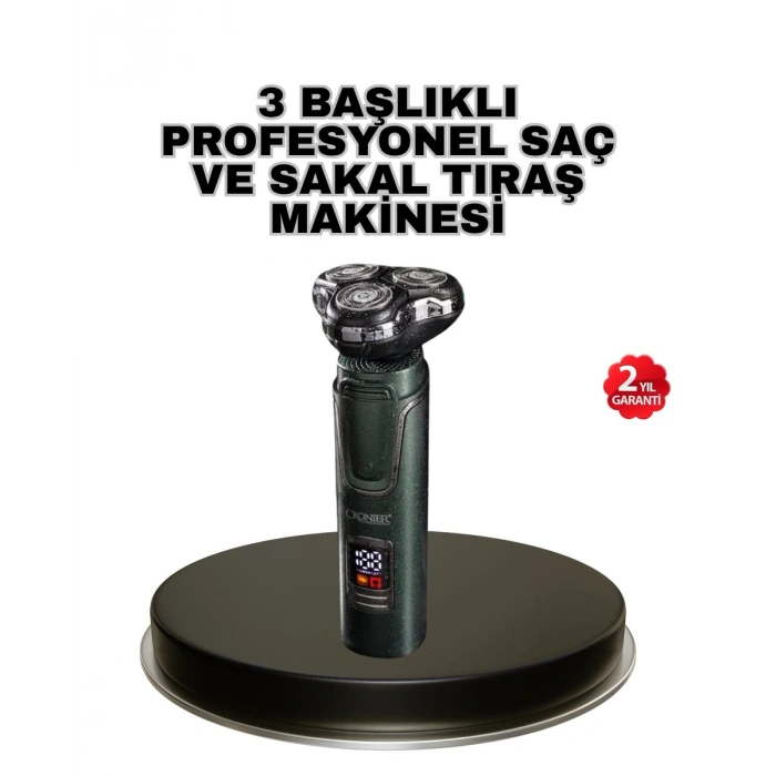 Kablosuz Profesyonel Erkek Bakım Seti – 3 Başlıklı, 3D Akıllı Kesim, Taşınabilir