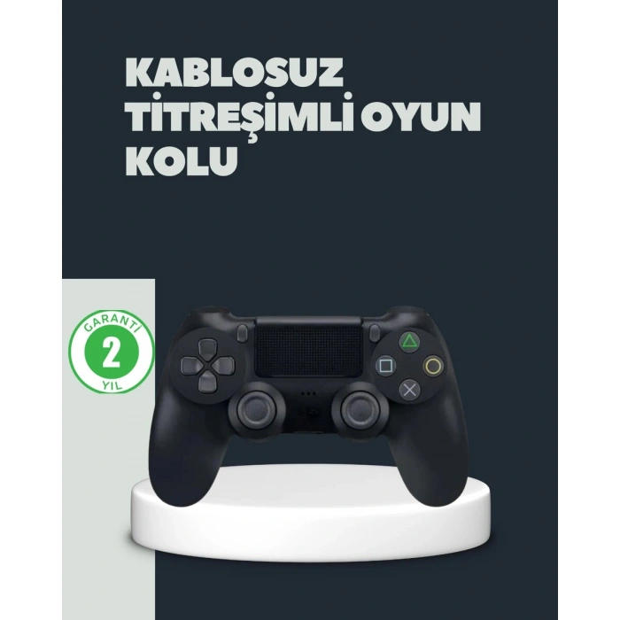 Kablosuz Titreşimli Oyun Kolu – PS4 Uyumlu Ergonomik Tasarım ve Uzun Pil Ömrü