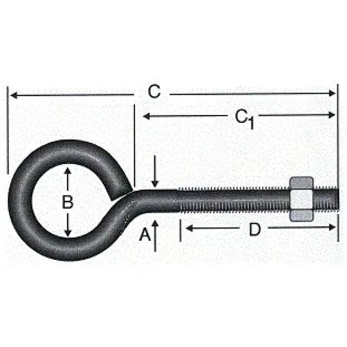 Kapalı Metrik Kanca M5 / 21x80 - 100 Adet