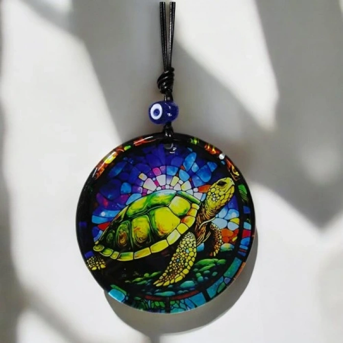 HERŞEYTREND Kaplumbağa Desenli Mavi Renk 12 Cm Duvar Süsü