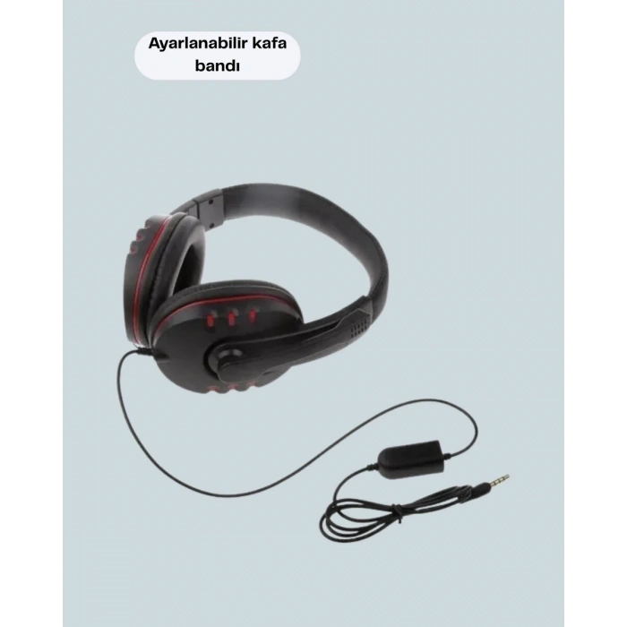 Kırmızı Kulaklık Stereo Mikrofonlu Dayanıklı Örgü Kablolu