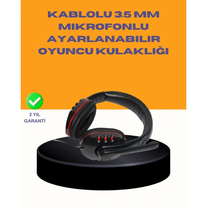 Kırmızı Stereo Kulaklık Yüksek Ses Performansı Dayanıklı Kablo ve Mikrofonlu Tasarım