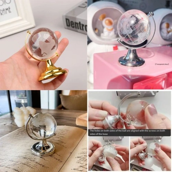 HERŞEYTREND Kristal Büyük Boy Cam Dünya Küresi