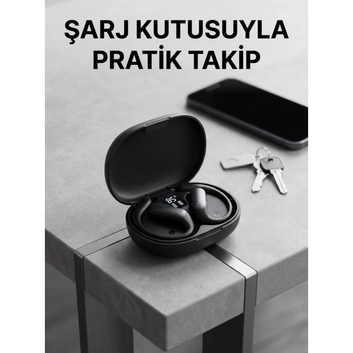 Kulak Kancalı Kablosuz Bluetooth Kulaklık Dijital Göstergeli Şarj Kutulu