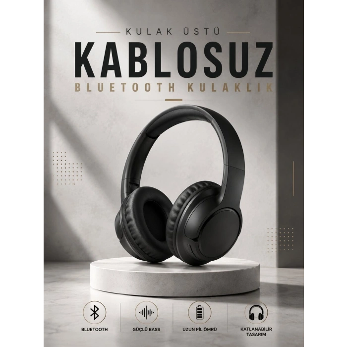 Kulak Üstü Kablosuz Bluetooth Kulaklık Yüksek Ses Kaliteli ANC Özelliği