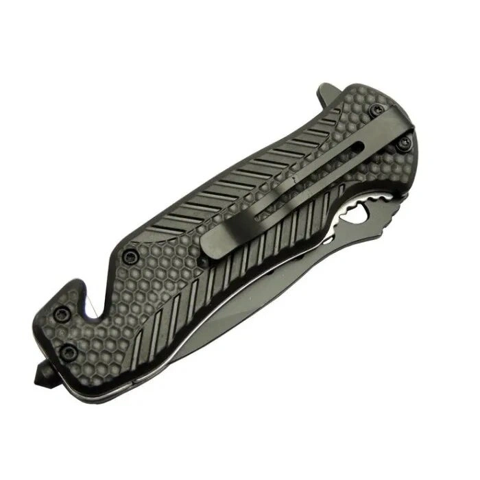 Kurtarma Çakısı Kırmızı 22 Cm Yarı Otomatik , Kemerlikli