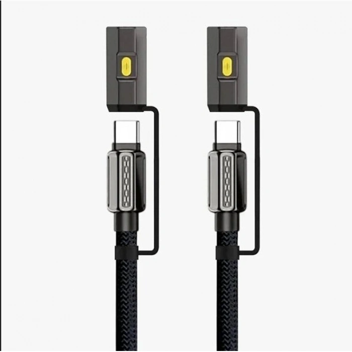 Led Fener Ve Alevsiz Çakmak Fonksiyonlu Type-c Şarj Ve Data Kablosu 120 Cm Siyah