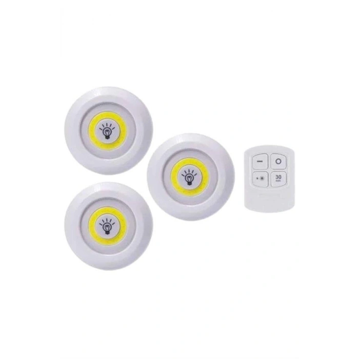 Led Lamba 3lü Uzaktan Kumandalı Yapışkanlı