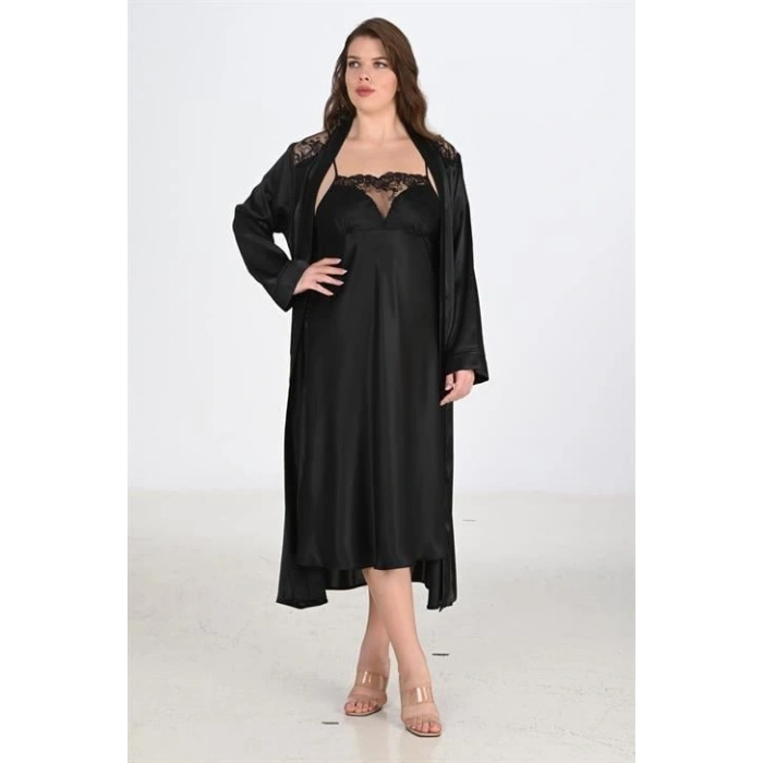 Litae 2li Siyah Sabahlık Takımı Bigsize 6221