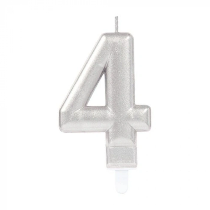 HERŞEYTREND 4 Rakamı Mum Gümüş Renk