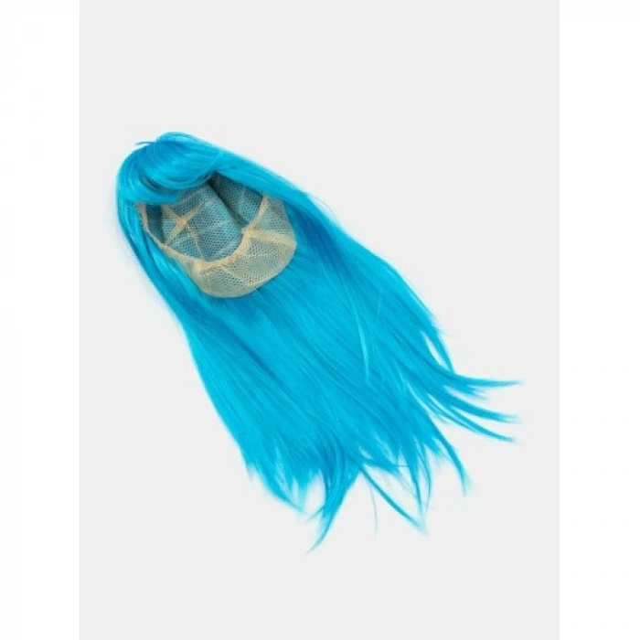 Litae Trend Açık Mavi Renk Uzun Düz Parti Peruğu