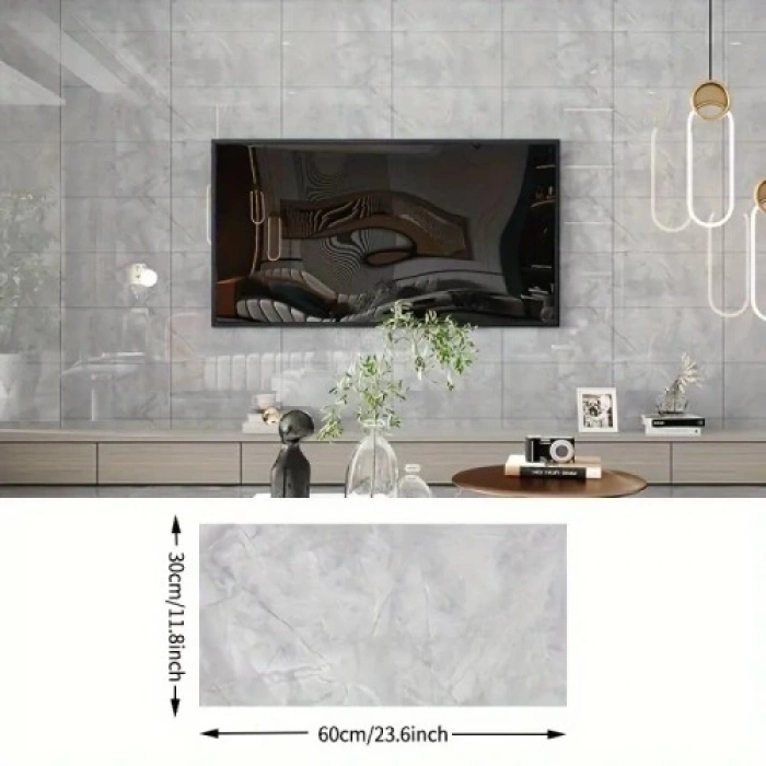 Litae Trend Gri Mermer Desenli Alüminyum Duvar Sticker