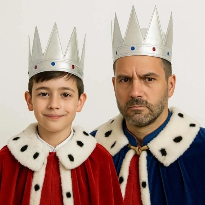 Litae Trend Gümüş Renk Eva Yumuşak Kral Kraliyet Tacı Yetişkin Çocuk Uyumlu 55 cm