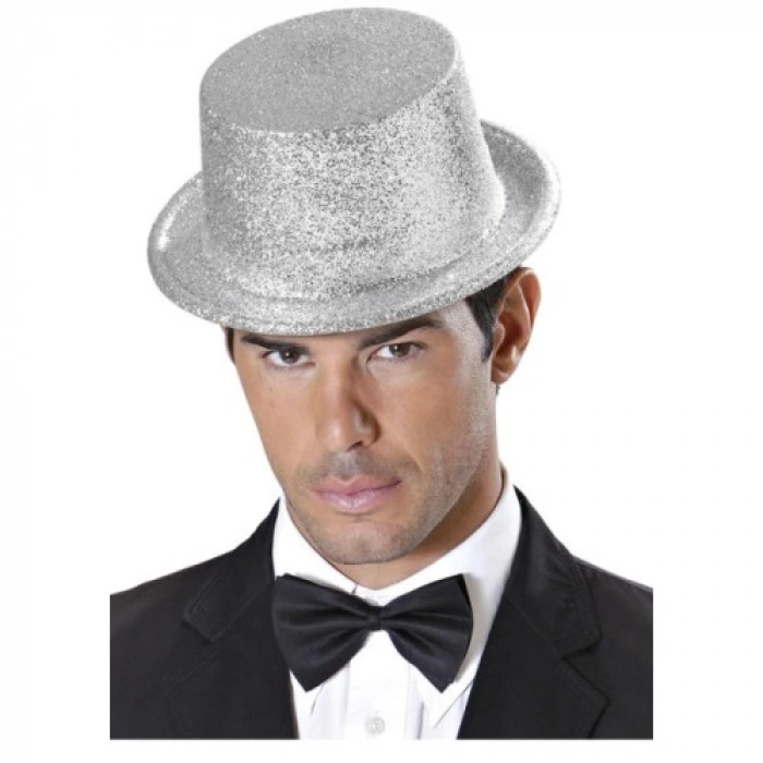 Litae Trend Gümüş Renk Uzun Plastik Simli Parti Şapkası