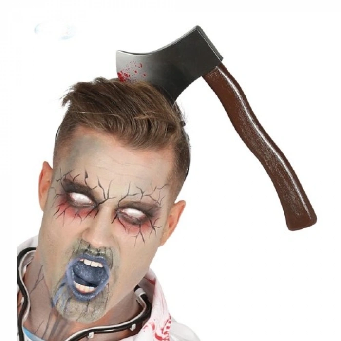 Litae Trend Kafaya Saplanmış Halloween Kanlı Balta Şaka Tacı