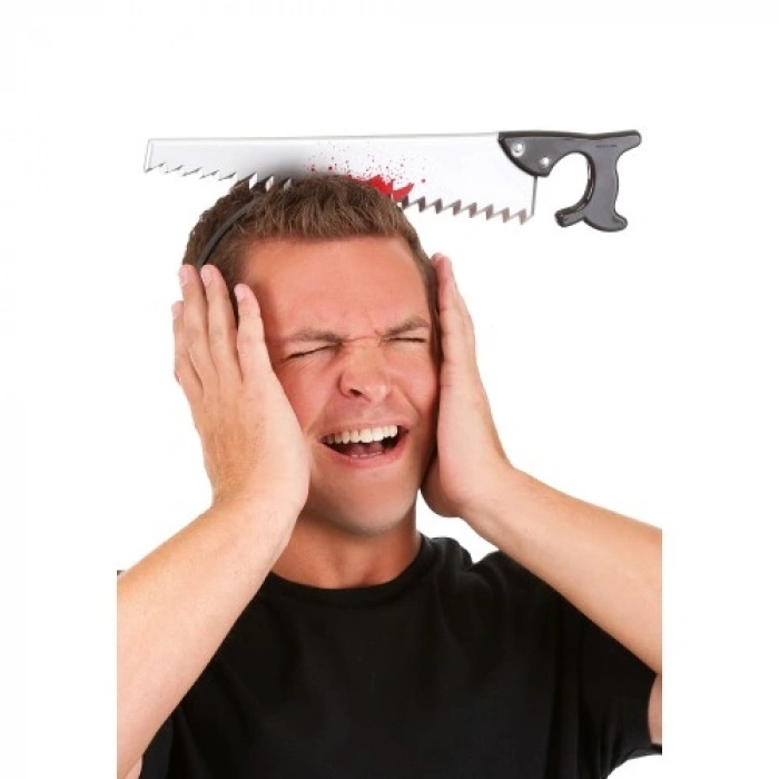 Litae Trend Kafaya Saplanmış Halloween Kanlı Testere Şaka Tacı