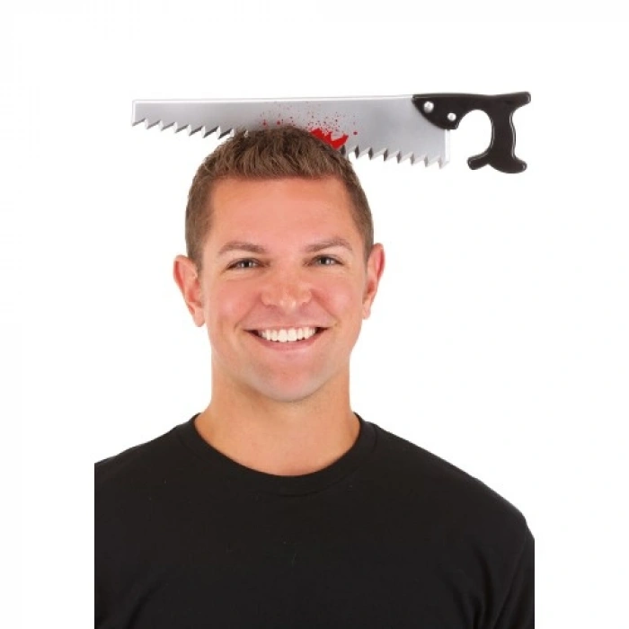 Litae Trend Kafaya Saplanmış Halloween Kanlı Testere Şaka Tacı