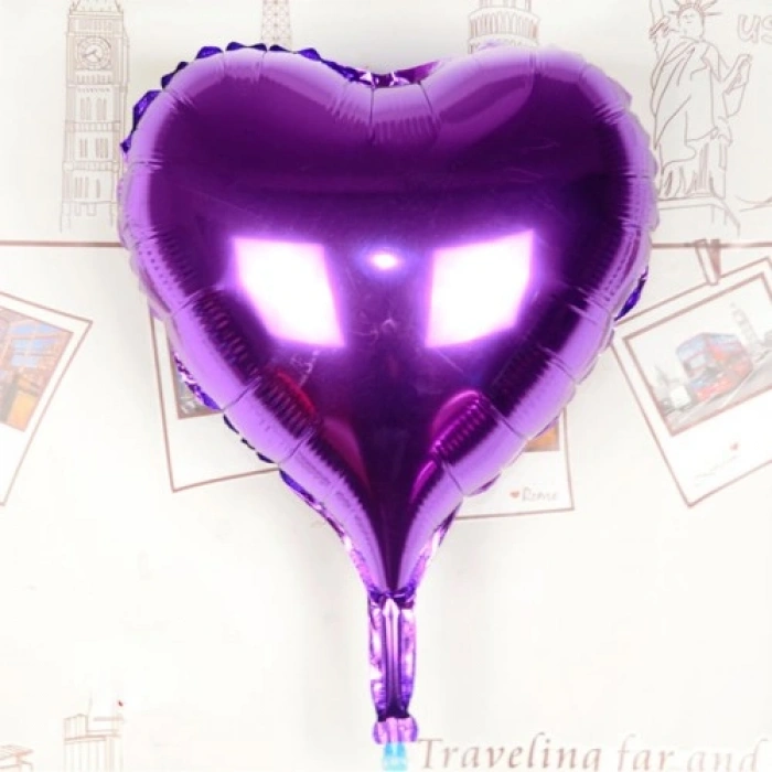 HERŞEYTREND Kalp Uçan Balon Folyo Mor 80 cm 32 inç