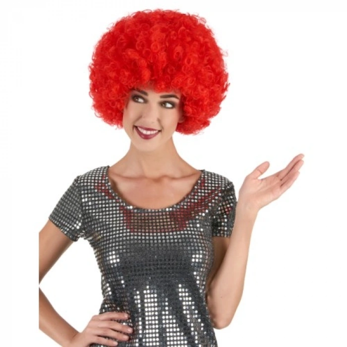 Litae Trend Kırmızı Renk Kıvırcık Afro Bonus Peruk