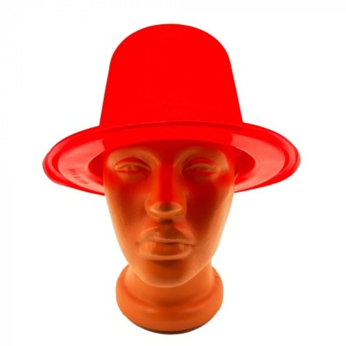 Litae Trend Kırmızı Renk Plastik Nubuk Kadife Flok Kaplama Fötr Şapka 11 cm