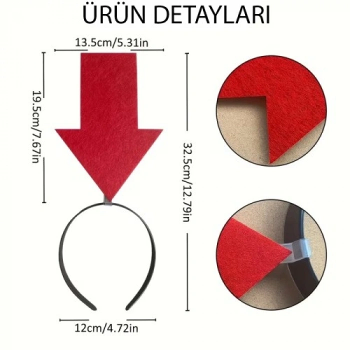 Litae Trend Kişiselleştirilebilir Ok Taç – Üzerine Yazı Yazılabilen Parti Tacı Kırmızı Renk