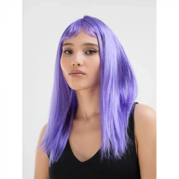 Litae Trend Lila Renk Uzun Düz Parti Peruğu