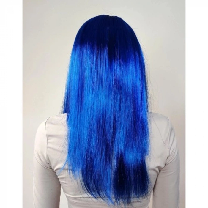 HERŞEYTREND Mavi Renk Uzun Parti Peruğu