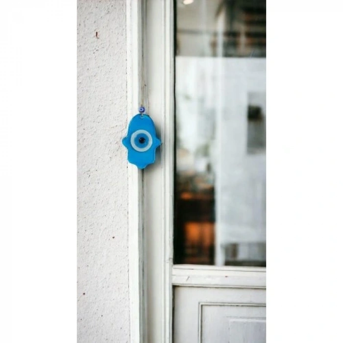 Litae Trend Nazar Boncuklu Turkuaz Mavisi Rengi Fatma Ana Bereket Eli Cam Duvar Süsü