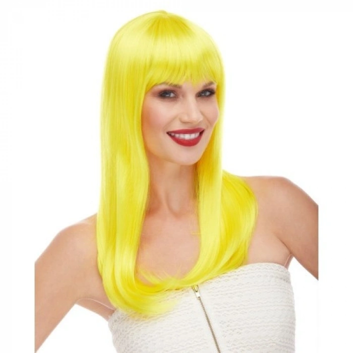 HERŞEYTREND Sarı Renk Uzun Düz Parti Peruğu