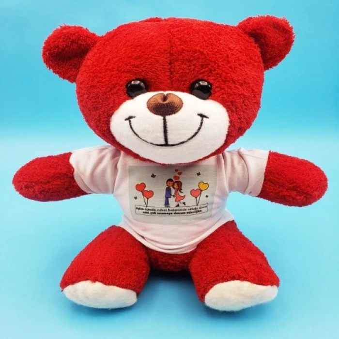 Litae Trend  Sevimli Çiftler Tişörtlü Kırmızı Ayı