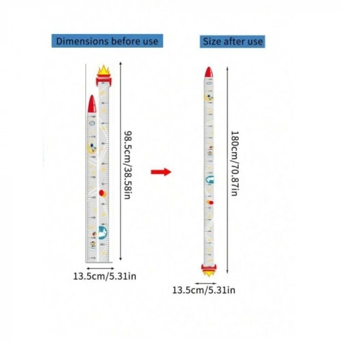 Litae Trend Sevimli Figürlü Çocuk Odası Boy Ölçer Sticker 180 cm