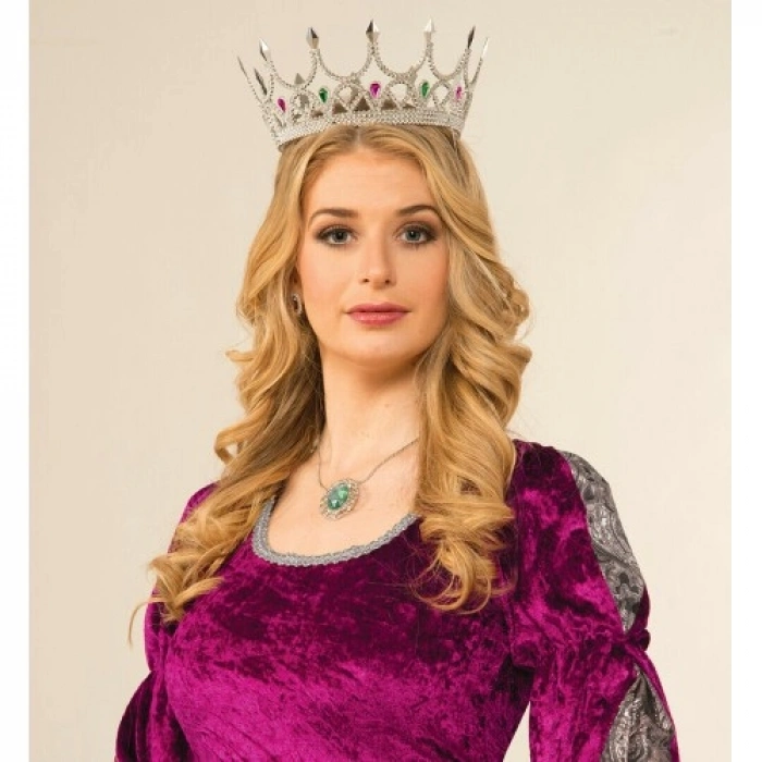 Litae Trend Taşlı Rönesans Kostümlü Kraliyet Ortaçağ Gümüş Kraliçe Prenses Tacı